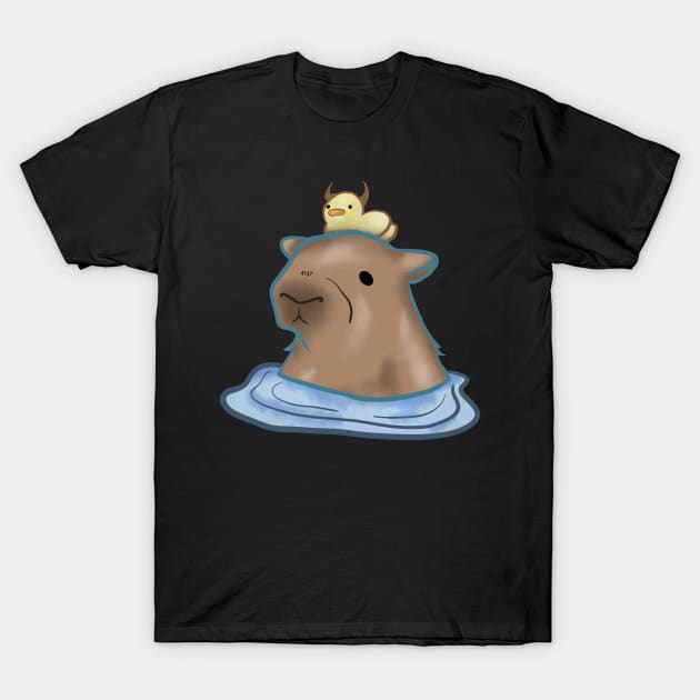 capybara taking a bath with duck T-Shirt by mizaarte